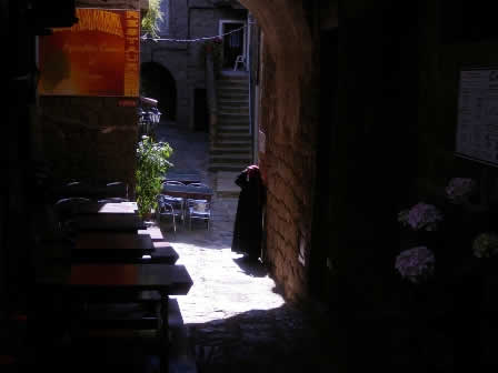 Sartene Corsica - old-town-street-caffe