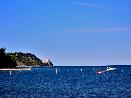 View from Strunjan to Piran peninsula Slovenia