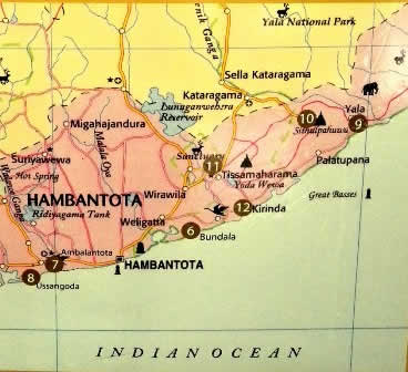 Road map of Yala national Park