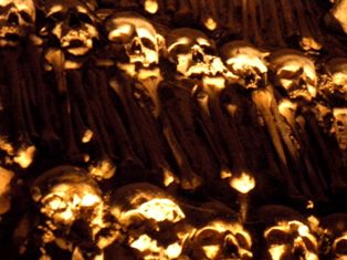 Inside of Chapel of Bones - Evora Portugal